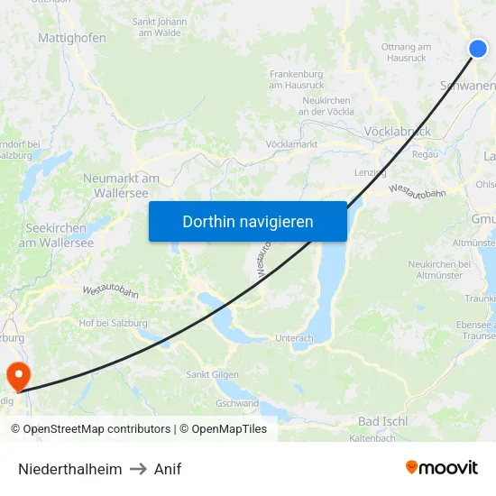 Niederthalheim to Anif map
