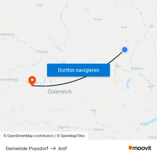 Gemeinde Poysdorf to Anif map