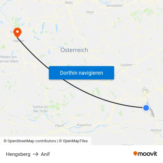Hengsberg to Anif map