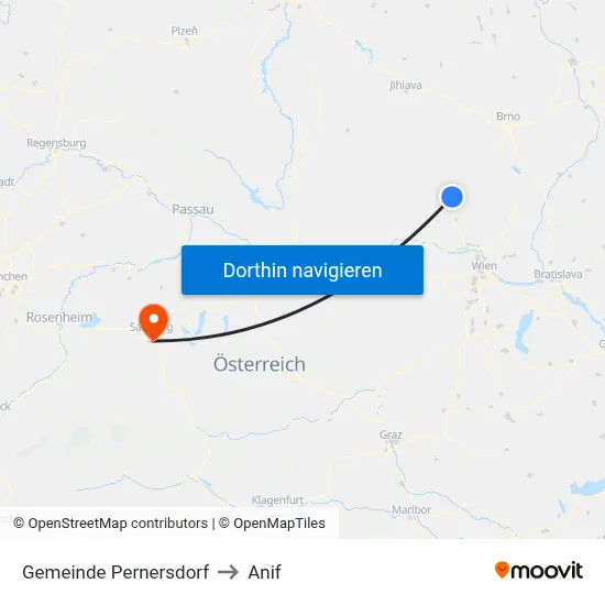 Gemeinde Pernersdorf to Anif map