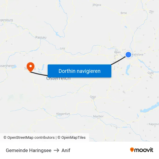 Gemeinde Haringsee to Anif map