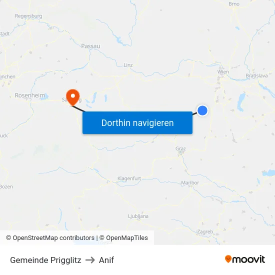 Gemeinde Prigglitz to Anif map