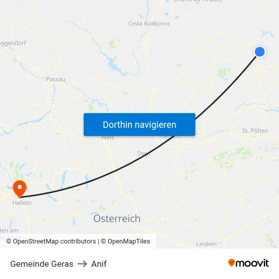 Gemeinde Geras to Anif map