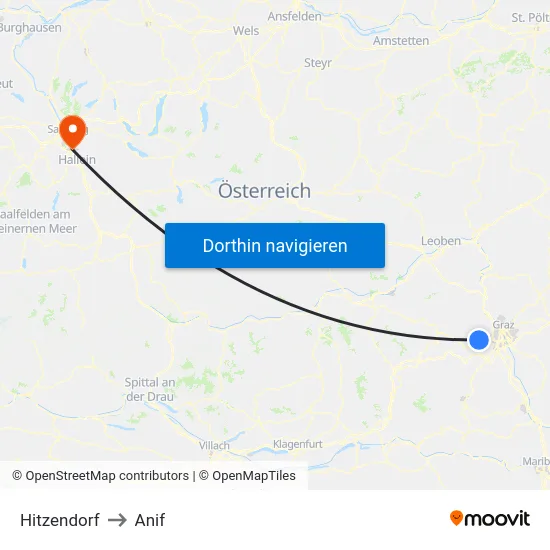 Hitzendorf to Anif map