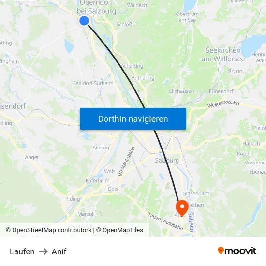 Laufen to Anif map