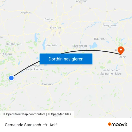 Gemeinde Stanzach to Anif map