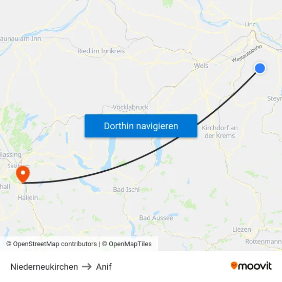 Niederneukirchen to Anif map