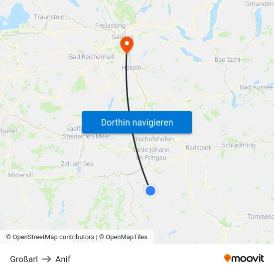 Großarl to Anif map