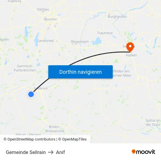 Gemeinde Sellrain to Anif map