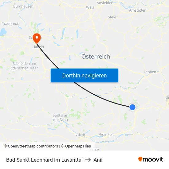 Bad Sankt Leonhard Im Lavanttal to Anif map