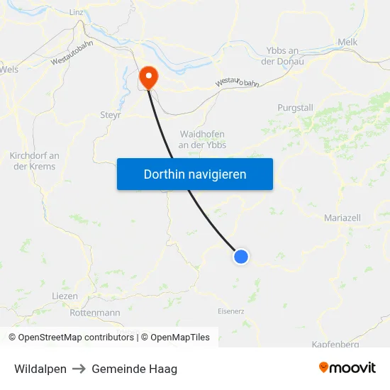 Wildalpen to Gemeinde Haag map