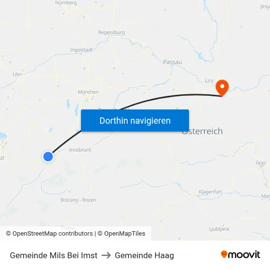 Gemeinde Mils Bei Imst to Gemeinde Haag map