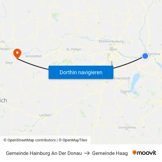 Gemeinde Hainburg An Der Donau to Gemeinde Haag map