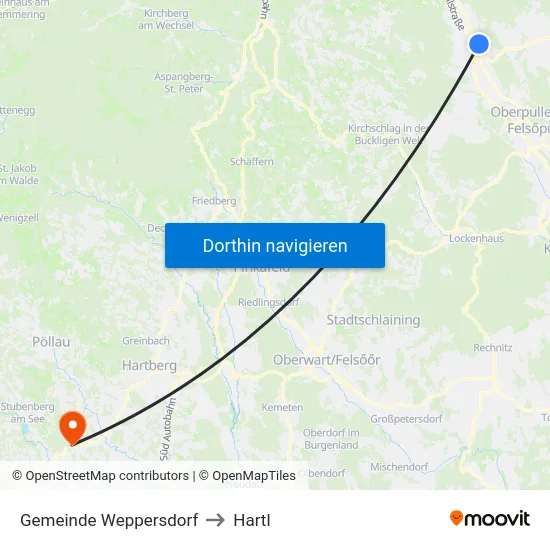 Gemeinde Weppersdorf to Hartl map