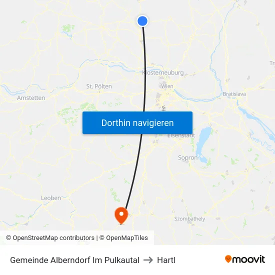 Gemeinde Alberndorf Im Pulkautal to Hartl map