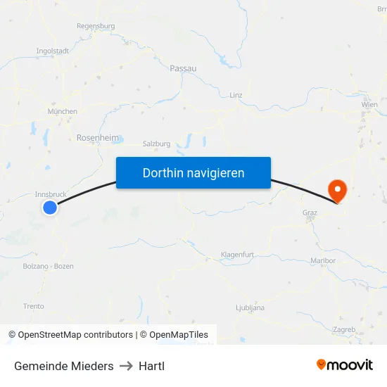 Gemeinde Mieders to Hartl map