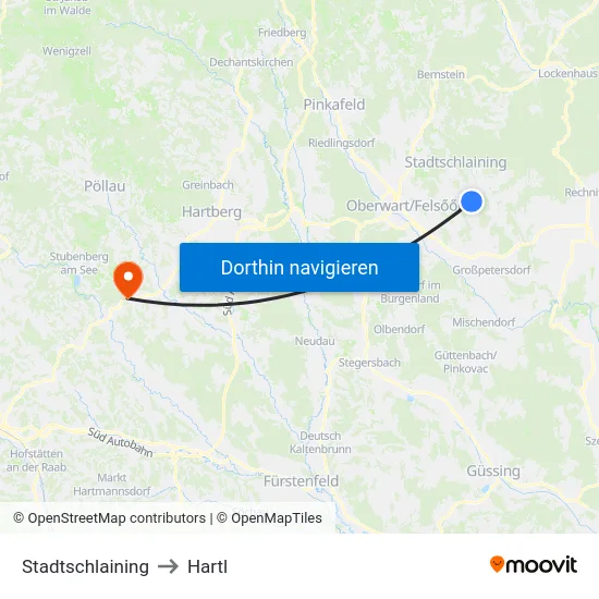 Stadtschlaining to Hartl map