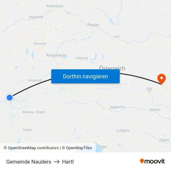 Gemeinde Nauders to Hartl map