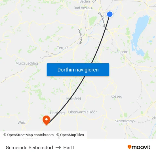 Gemeinde Seibersdorf to Hartl map