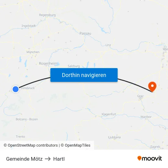 Gemeinde Mötz to Hartl map