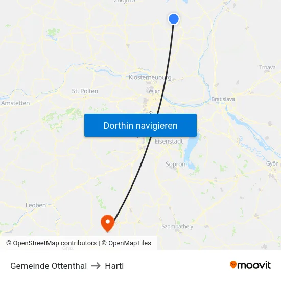 Gemeinde Ottenthal to Hartl map
