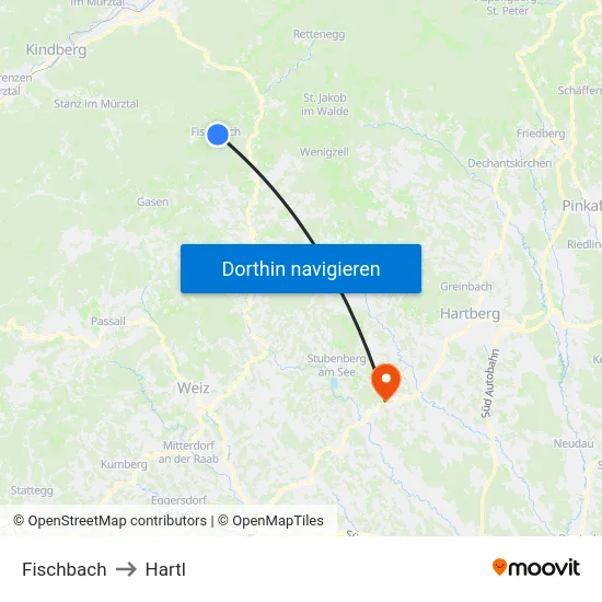 Fischbach to Hartl map