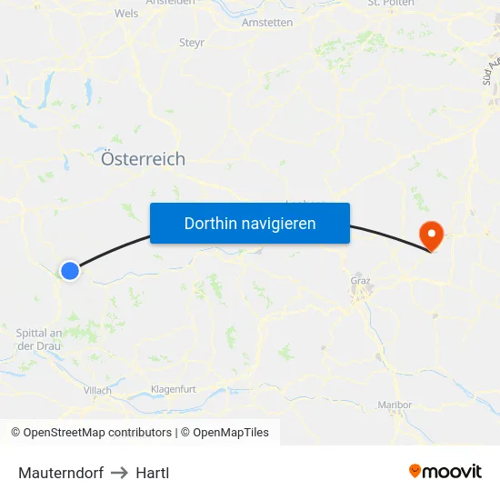 Mauterndorf to Hartl map