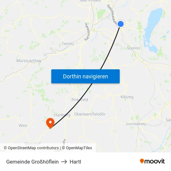 Gemeinde Großhöflein to Hartl map