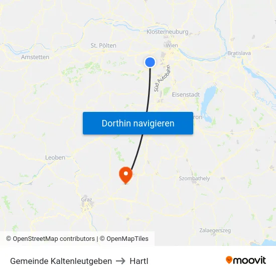 Gemeinde Kaltenleutgeben to Hartl map