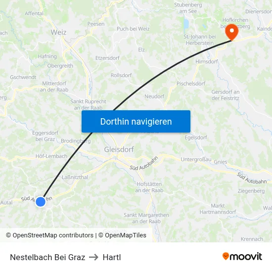 Nestelbach Bei Graz to Hartl map