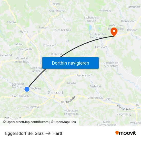 Eggersdorf Bei Graz to Hartl map