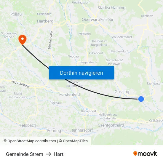 Gemeinde Strem to Hartl map