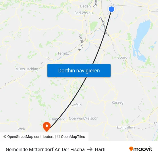 Gemeinde Mitterndorf An Der Fischa to Hartl map