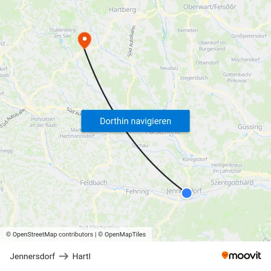 Jennersdorf to Hartl map