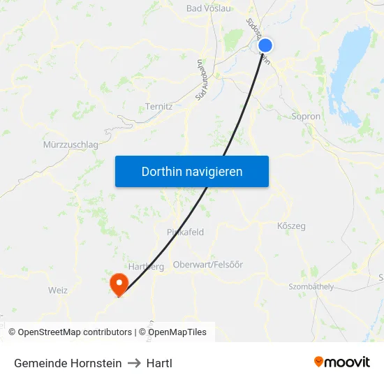 Gemeinde Hornstein to Hartl map