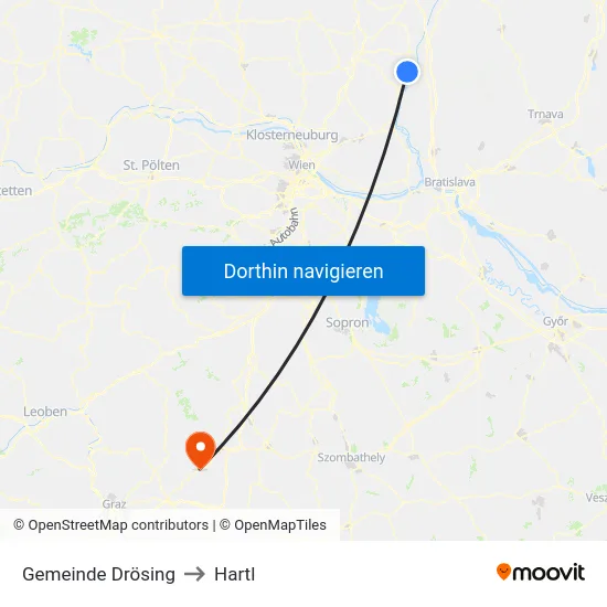 Gemeinde Drösing to Hartl map
