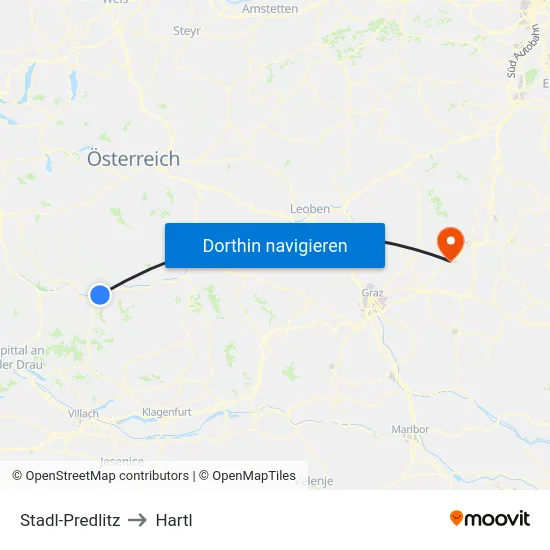 Stadl-Predlitz to Hartl map