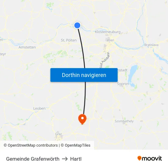 Gemeinde Grafenwörth to Hartl map