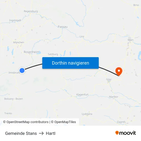 Gemeinde Stans to Hartl map