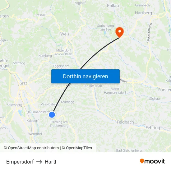 Empersdorf to Hartl map