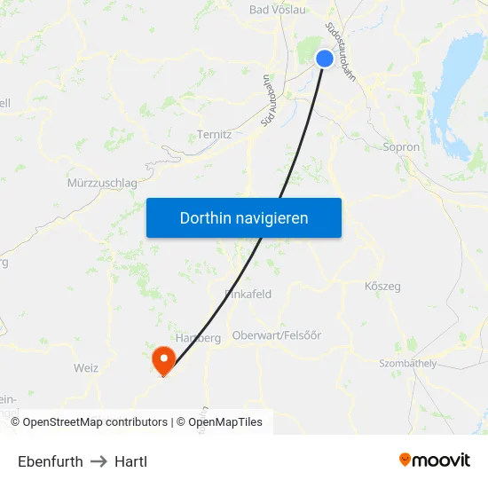 Ebenfurth to Hartl map