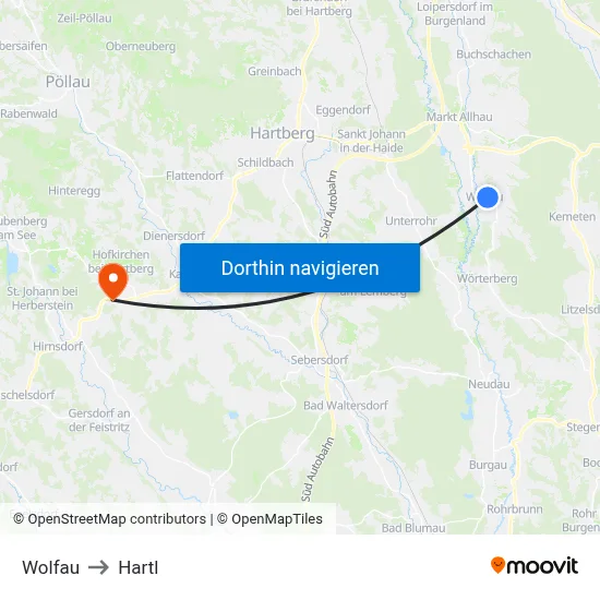 Wolfau to Hartl map