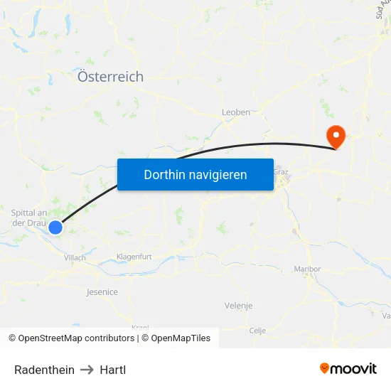 Radenthein to Hartl map