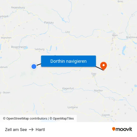 Zell am See to Hartl map