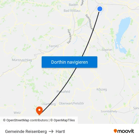 Gemeinde Reisenberg to Hartl map