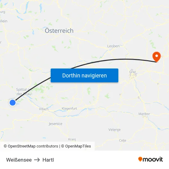 Weißensee to Hartl map