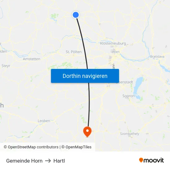 Gemeinde Horn to Hartl map