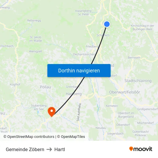 Gemeinde Zöbern to Hartl map