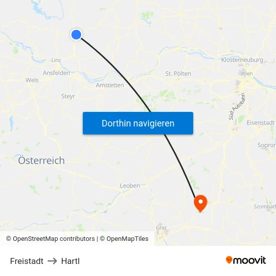 Freistadt to Hartl map