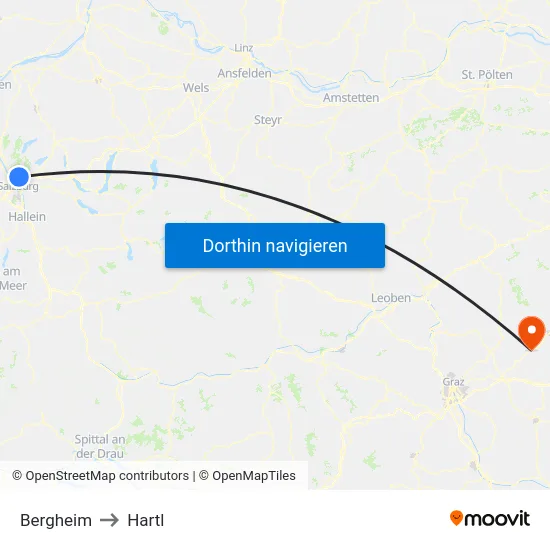 Bergheim to Hartl map